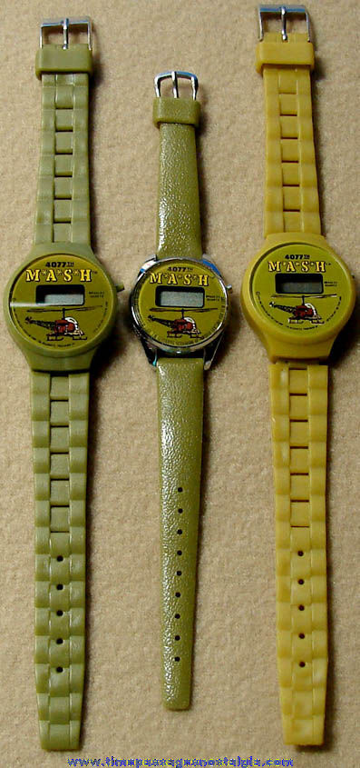 (3) Unused 1981 M.A.S.H. 4077th 20th Century Fox Bradley Quartz Wrist Watches