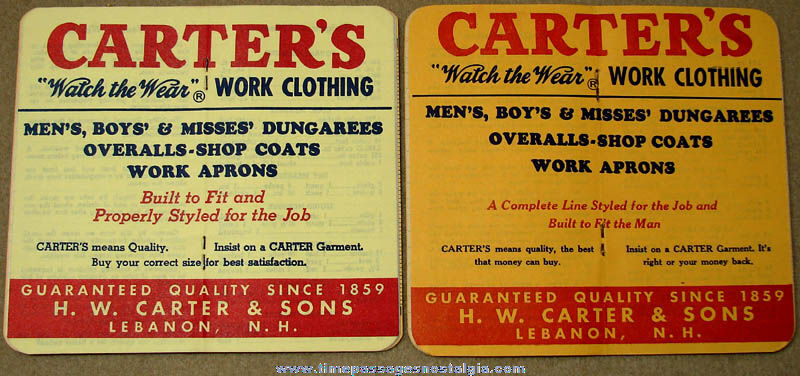 (2) Old Carter’s Workwear Advertising Premium Booklets