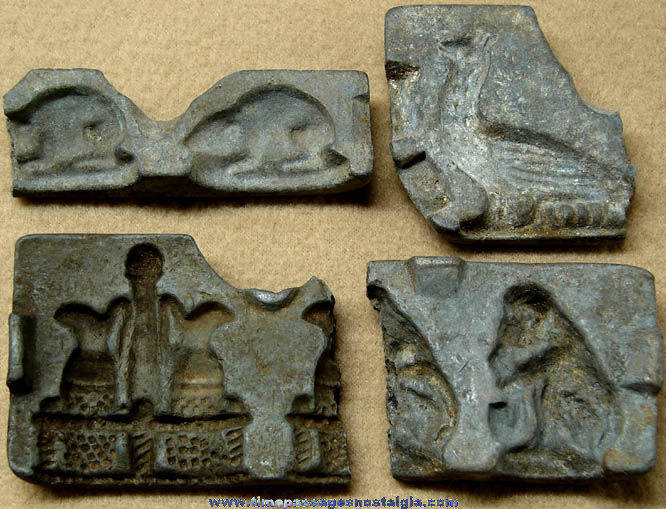 (4) Different Early Heavy Metal Chocolate Candy Molds