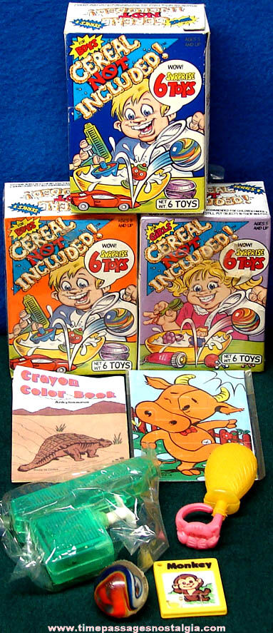 (3) Old Cereal Not Included Boxes With (18) Small Toys