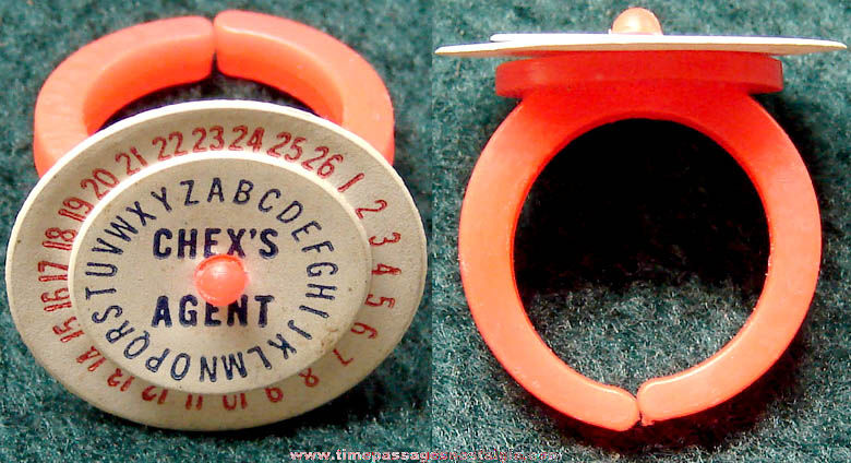 Ralston Cereal Chex Agent Secret Decoder Prize Toy Ring