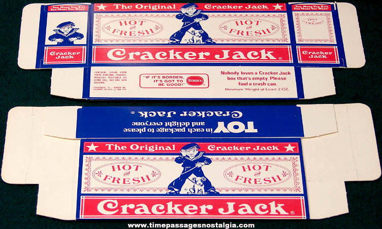 (2) Unused 1970s Cracker Jack Popcorn Confection Vendor Wagon Advertising Boxes