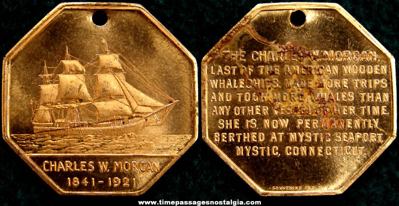 Old Charles W. Morgan Sailing Ship Advertuising Souvenir Medal Token Coin