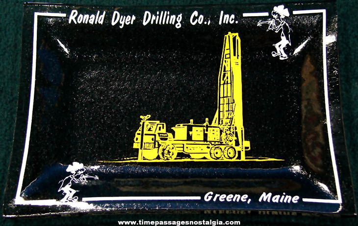 Old Well Drilling Company Advertising Premium Tinted Glass Tray