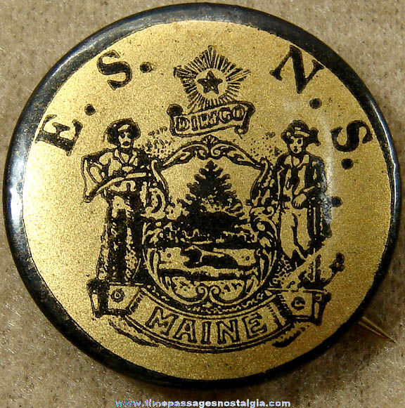 Old Maine Eastern State Normal School Advertising Celluloid Pin Back Button