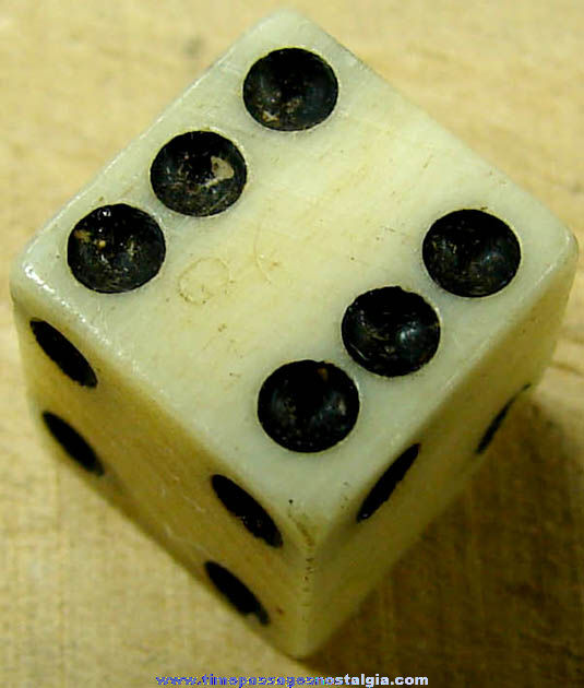 Small 18th Century Miniature Bone Game Die With Tax Mark