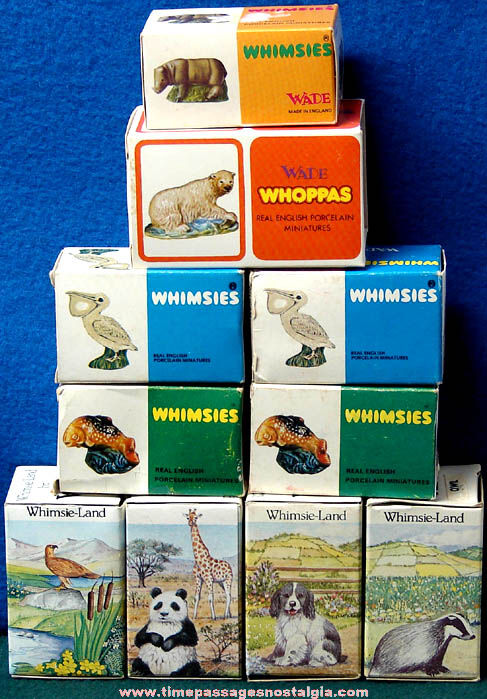 (10) Miniature Wade Porcelain Animal Figurine Advertising Boxes