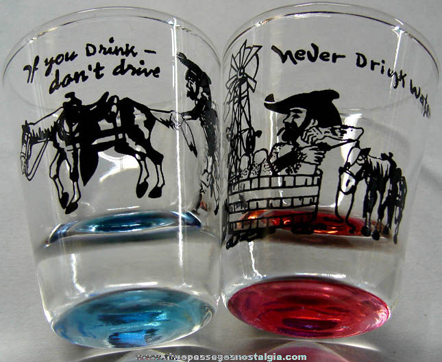 Old Animal Forest Park Laconia New Hampshire Advertising Souvenir His & Hers Shot Glass Set