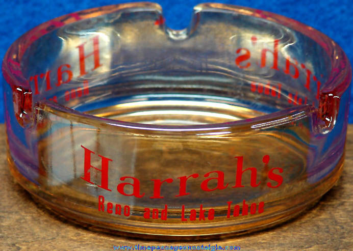 Old Harrah’s Casino Reno & Lake Tahoe Advertising Souvenir Cigarette Ash Tray