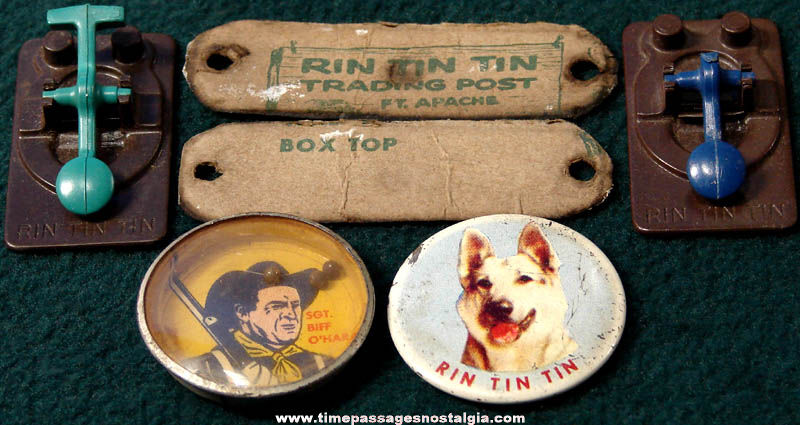 (6) 1956 Nabisco Cereal Rin Tin Tin Character Advertising Premium Items