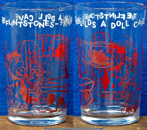 1963 Hanna Barbera Flintstones Cartoon Character Welch’s Jelly Drink Glass