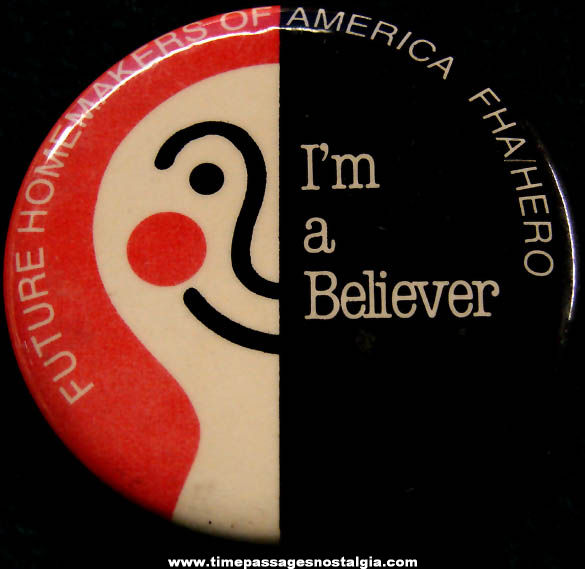 Old Future Homemakers of America Advertising Pin Back Button