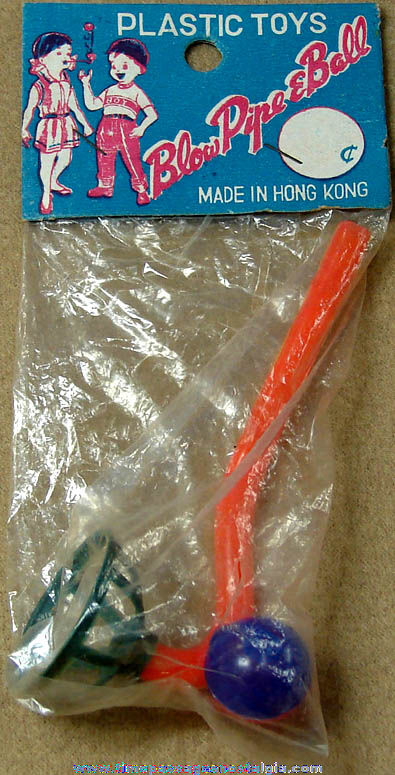 Old Unopened Novelty Toy Blow Pipe & Ball