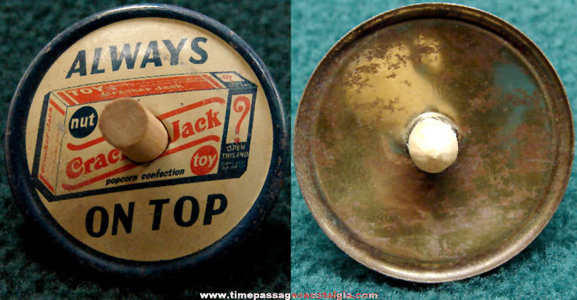 Old Cracker Jack Pop Corn Confection Advertising Tin Toy Prize Spinning Top
