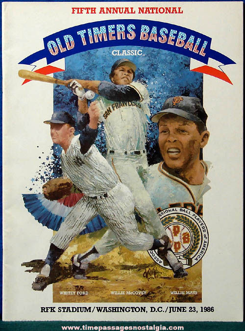 1986 Fifth Annual National Old Timers Baseball Classic Program Book