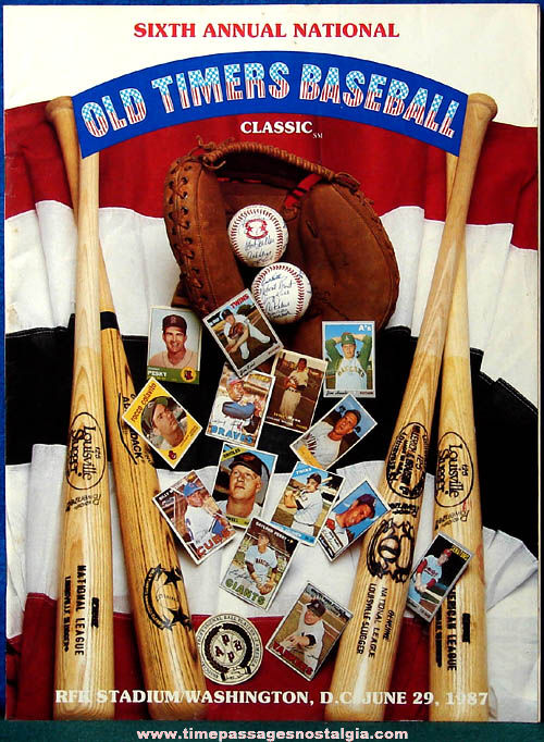 1987 Sixth Annual National Old Timers Baseball Classic Program Book