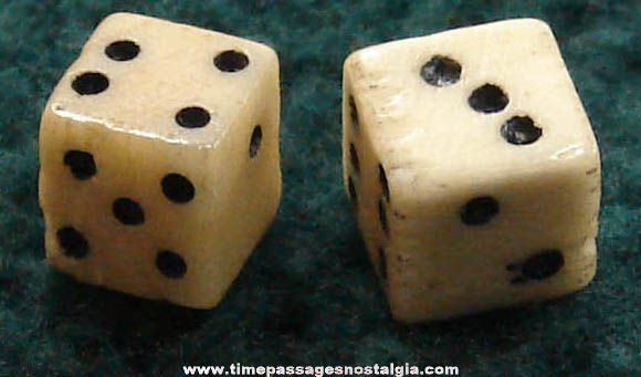 (2) 18th Century Miniature Bone Game or Gambling Dice