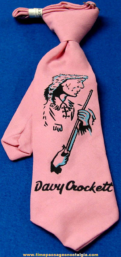 Old Unused Davy Crockett with Rifle Pink Neck Tie