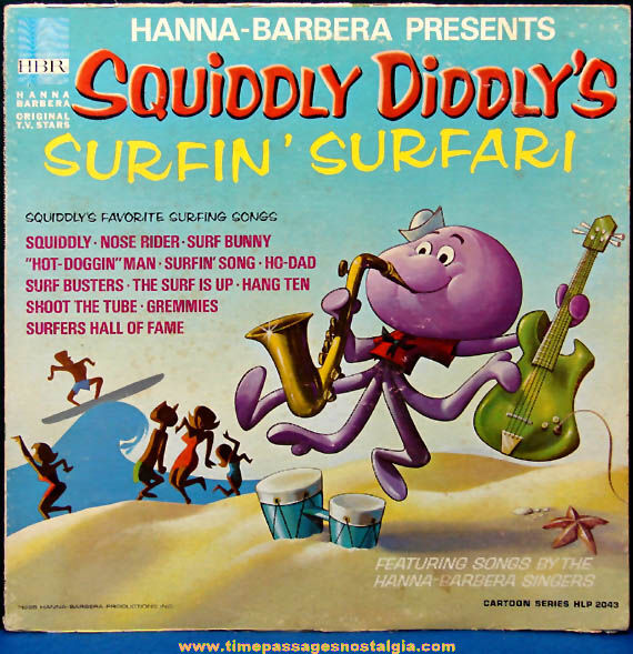 ©1965 Hanna Barbera Squiddly Diddly’s Surfin’ Surfari Cartoon Character Record Album