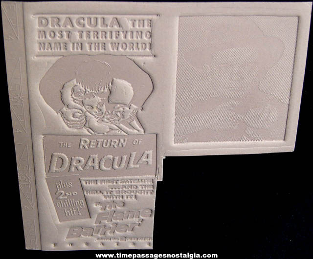 (2) Unused ©1958 Return of Dracula & The Flame Barrier Movie Ad Mat Molds