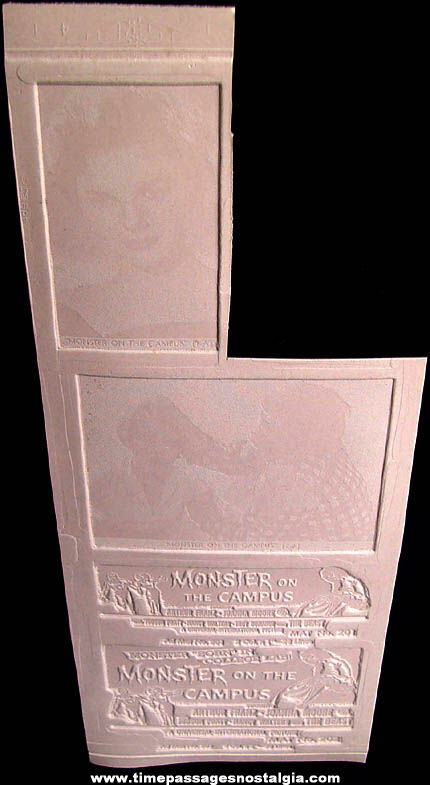 (4) Unused 1958 Monster On The Campus Movie Ad Mat Molds