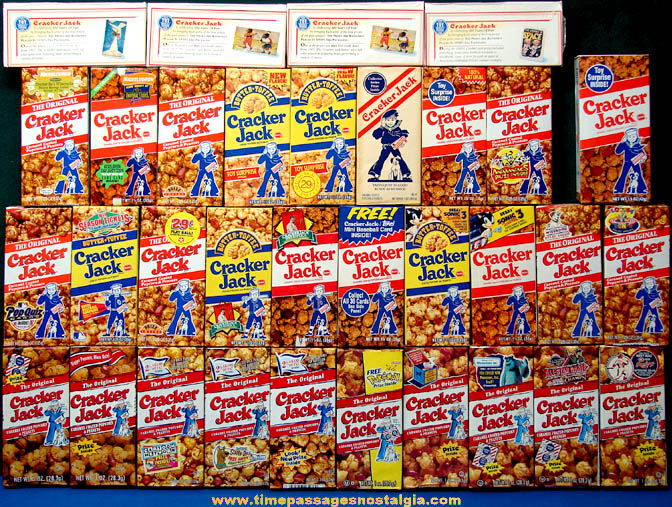 (33) Different Colorful Cracker Jack Pop Corn Confection Advertising Boxes