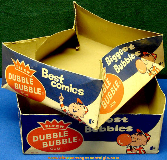 Colorful Old Fleer Dubble Bubble Gum Advertising Store Display Box with Grocer Premium Offer