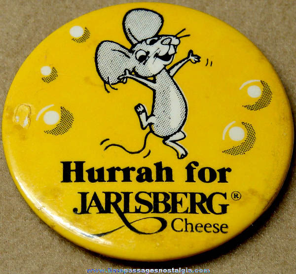 Colorful Old Jarlsberg Cheese Advertising Pin Back Button