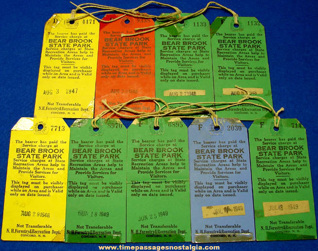 (9) Colorful 1940s Bear Brook State Park New Hampshire Advertising Pass Tickets