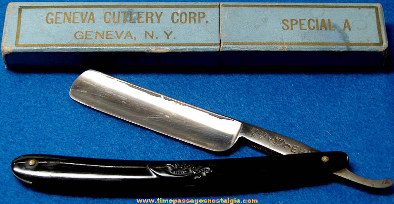 Old Boxed Geneva Cutlery Corporation Straight Edge Shaving Razor