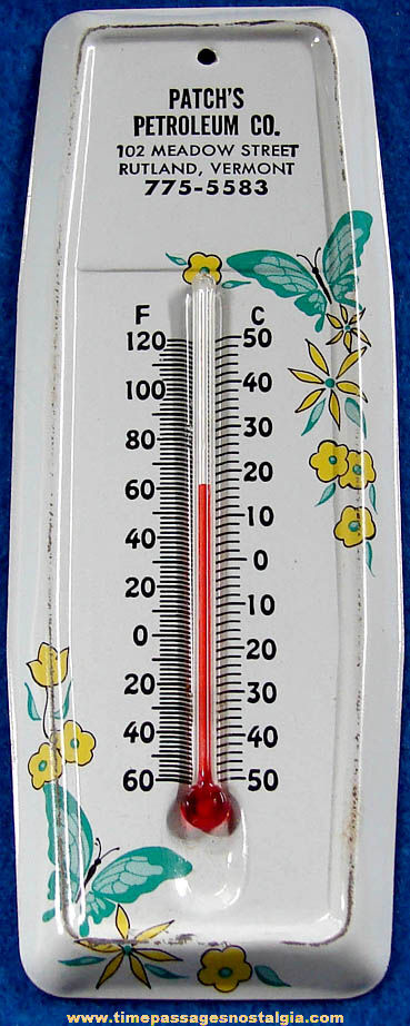 Old Rutland Vermont Fuel Company Advertising Premium Tin Wall Thermometer