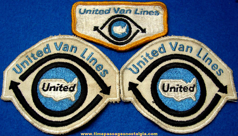 (3) Old United Van Lines Advertising Embroidered Employee Uniform Cloth Patches