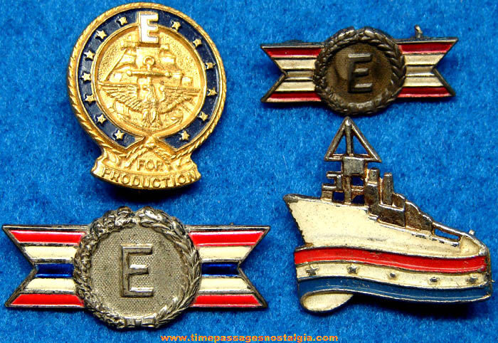 (4) World War II Army & Navy War Production Award Pins