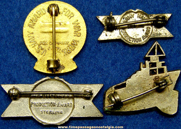 (4) World War II Army & Navy War Production Award Pins