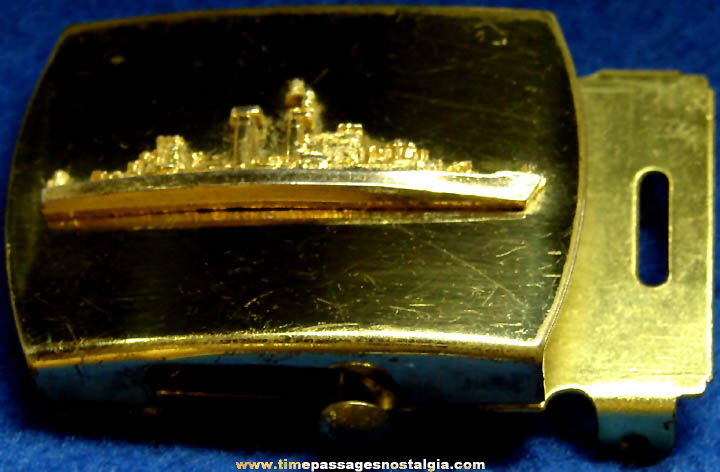 Old United States Navy Cruiser or Destroyer Ship Brass Belt Buckle