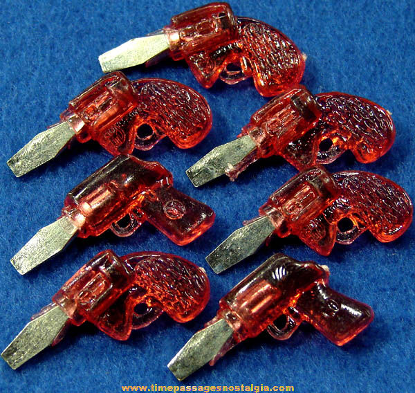 (7) Old Miniature Gum Ball Machine Toy Prize Screwdriver Gun Charms
