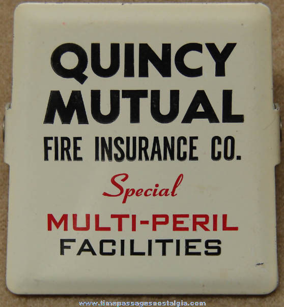 Old Quincy Mutual Fire Insurance Company Advertising Premium Metal Clip