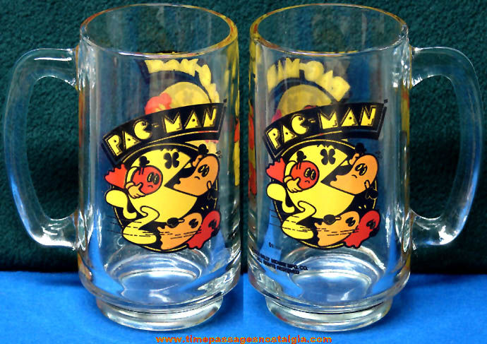 1982 Pac Man Character Bally Midway Video Game Advertising Glass Mug
