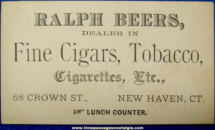 Old Cigar Cigarette & Tobacco Advertising New Haven Connecticut Business Card