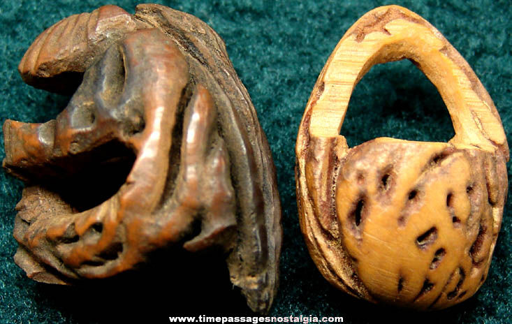 (2) Different Old Carved Miniature Peach Pit Items