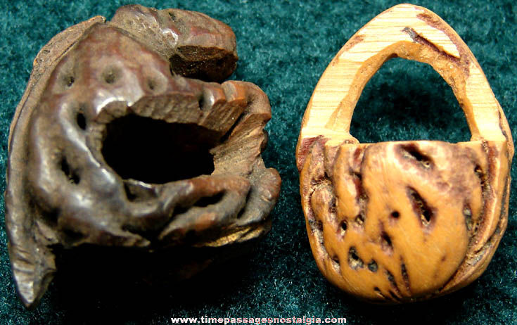 (2) Different Old Carved Miniature Peach Pit Items