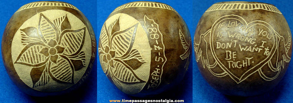1988 Signed & Dated Carved Gourd