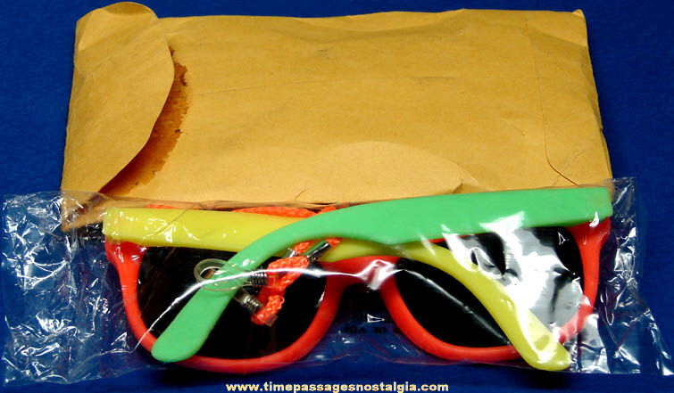 Colorful Unused 1980s Cereal Premium Sun Glasses With Mailer Envelope