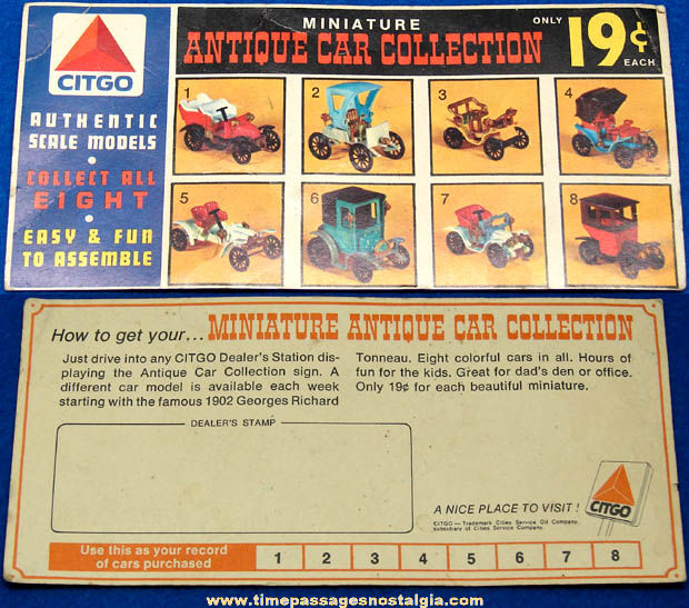 Old Citgo Gas Station Miniature Antique Car Collection Premium Advertising Card