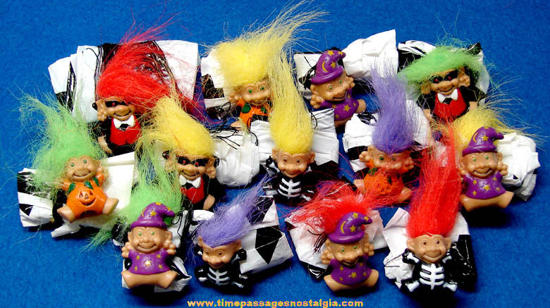 (13) Colorful Unused Troll Character Gum Ball Machine Prize Parachute Toys