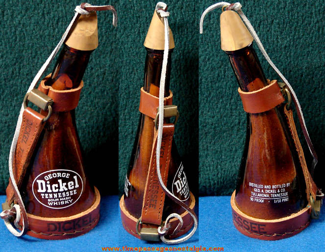 Small Old George Dickel Tennessee Whisky Advertising Powder Horn Bottle