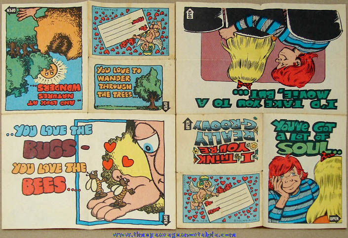 (2) Colorful 1971 Topps Gum Company Nasty Valentine Notes Trading Cards