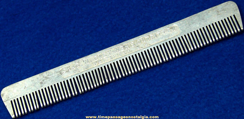 Old Whitefield New Hampshire Men’s Outfitter Advertising Premium Aluminum Metal Hair Comb