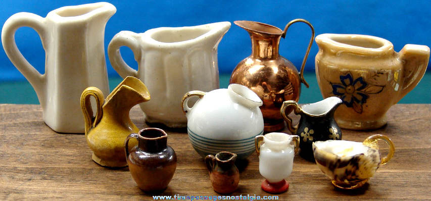 (11) Different Old Tiny Miniature Pitchers or Creamers