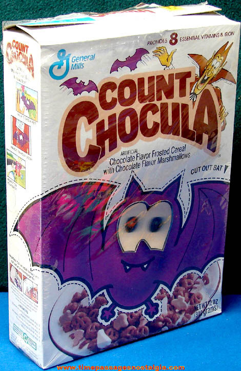 ©1992 Count Chocula Advertising Cereal Box With Cut Out Bat